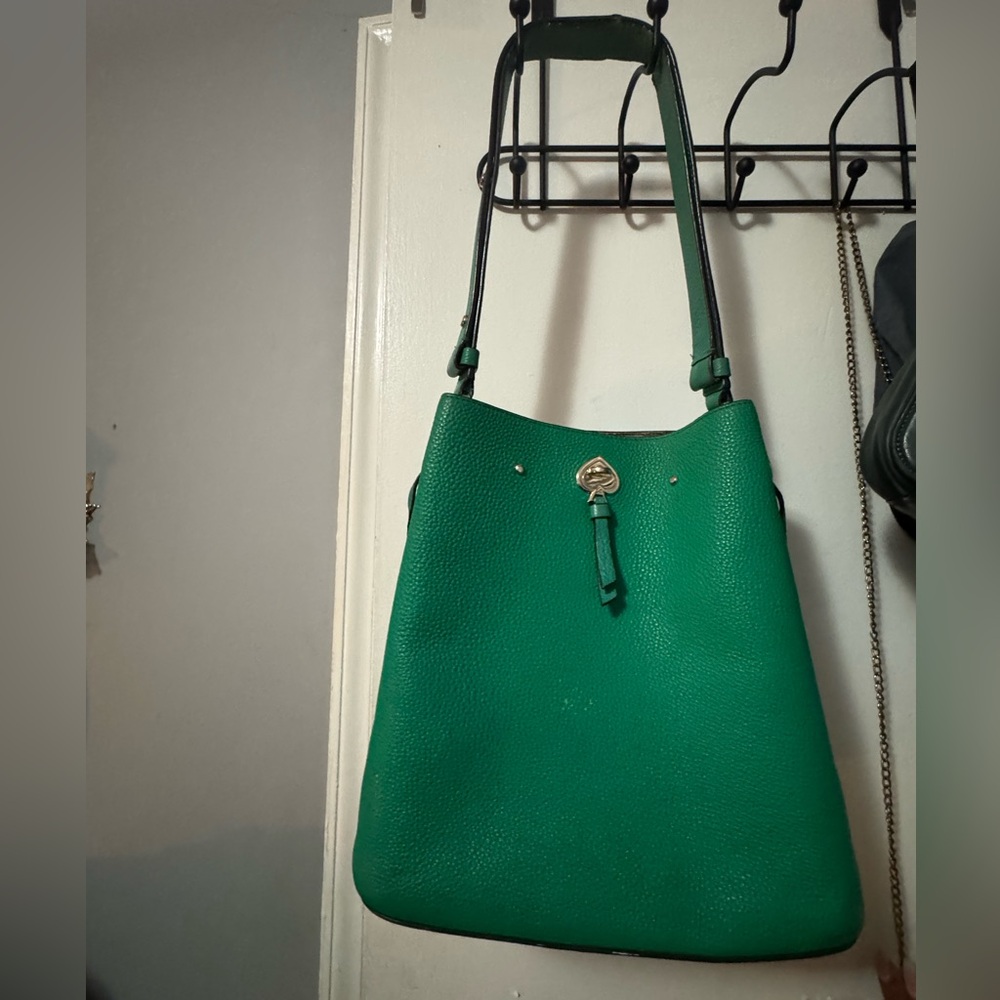Kate Spade Marti Green Leather Small Bucket Shoulder Bag